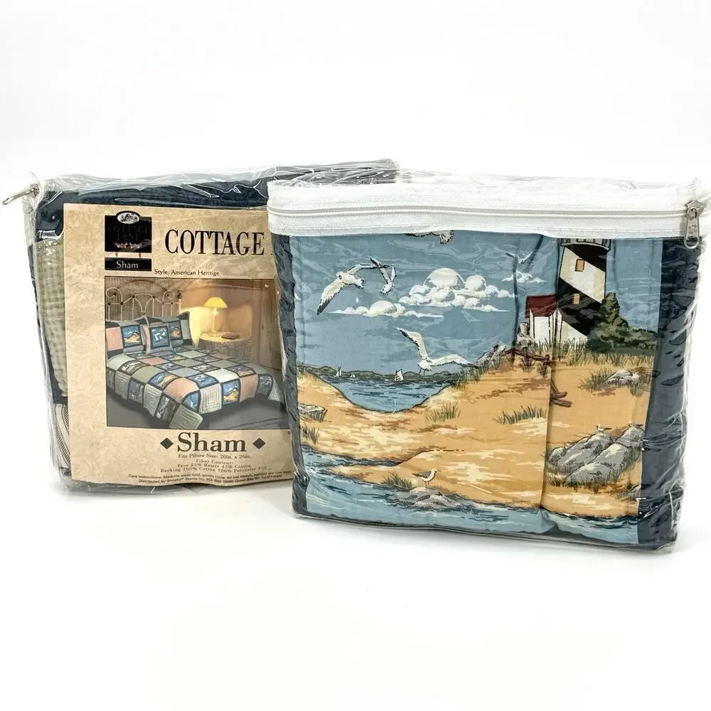 2 Cottage Lane Vintage Pillow Shams 20x26 in. Nautical American Heritage Coastal